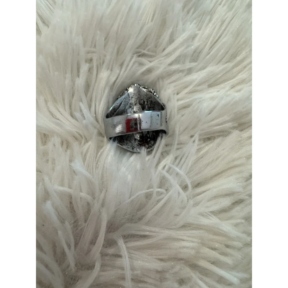 Mythological Face Heavy Statement Ring Silver Tone Biker Gothic Size 11.5-12